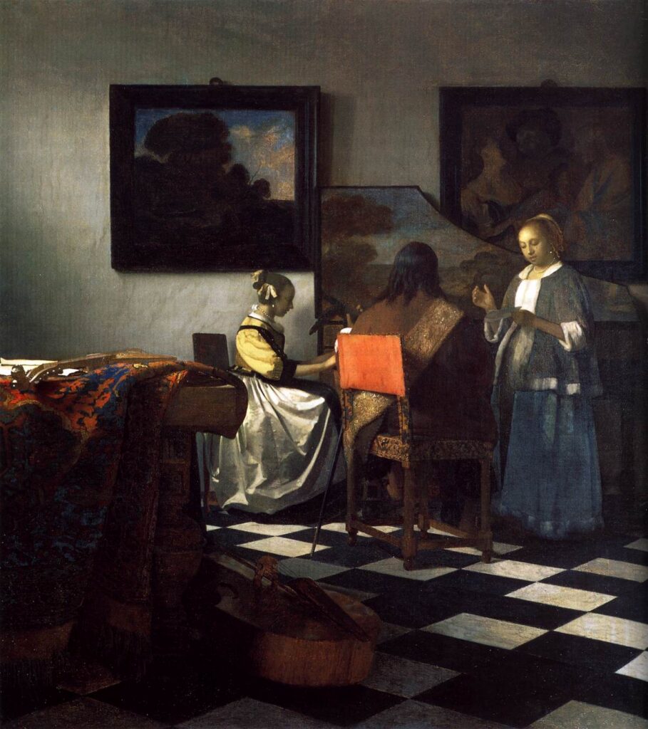 Johannes Vermeer, The Concert, c. 1664, oil on canvas — stolen from the Isabella Stewart Gardner Museum on March 18, 1990